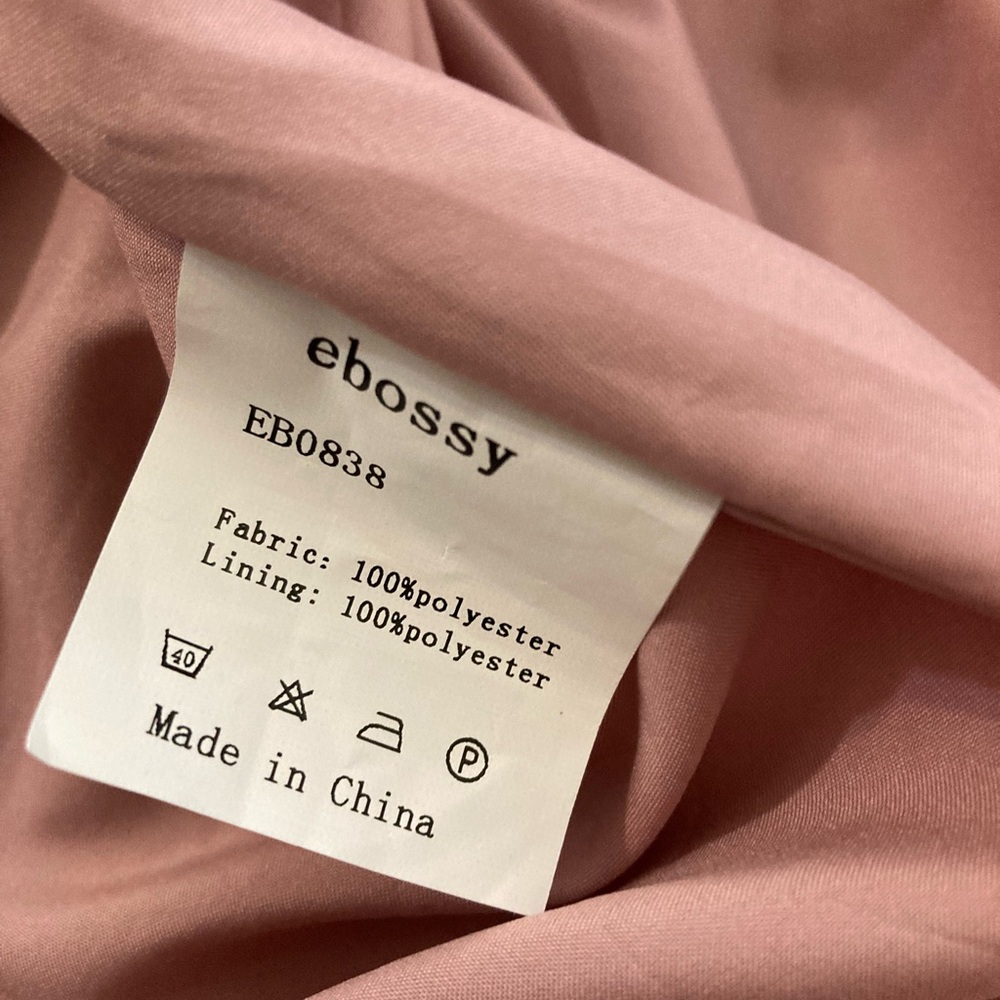 NWOT ebossy blush pink plated high waist flowy chiffon Maxi skirt size L - Picture 9 of 11